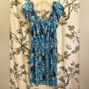 Lilly Pulitzer large clarette flutter sleeve in mermazing blue